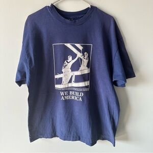 Vintage L We Build America Erector Builder Association Tshirt Grunge Distressed